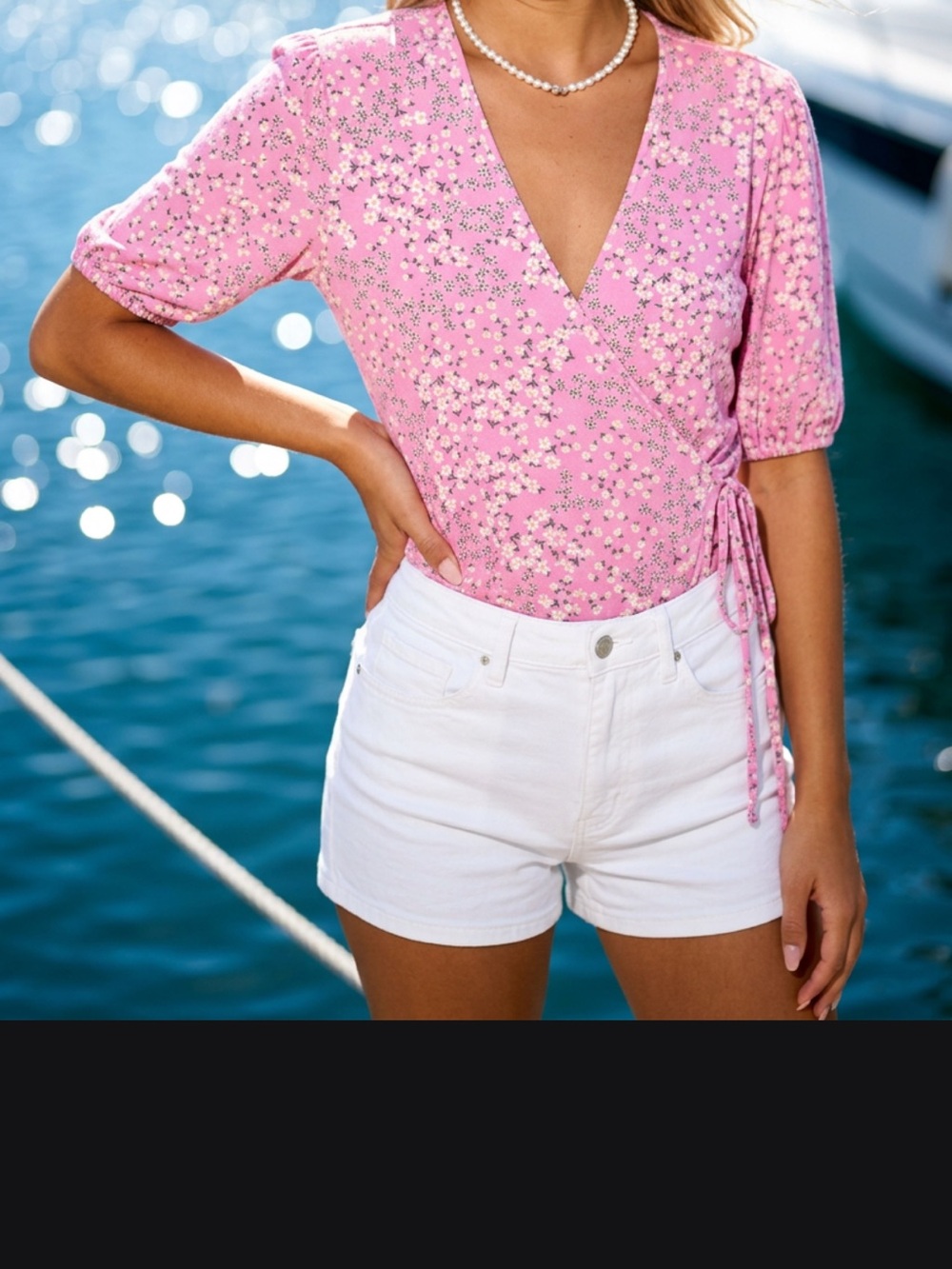 Charter Club Pink Floral Wrap Top